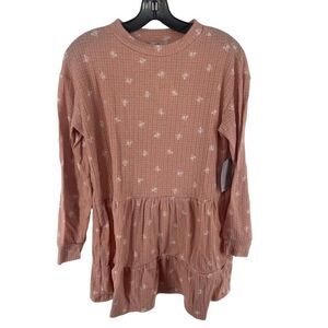 Velvet Torch Women's Mini Tiered Dress Long Sleeve Floral Casual Peach Small